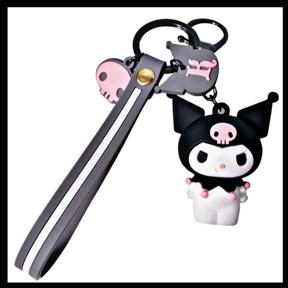 Sanrio Accessories - SANRIO | Kuromi Key Chain Backpack Clip Black White Pink Grey Soft Wrist Holder